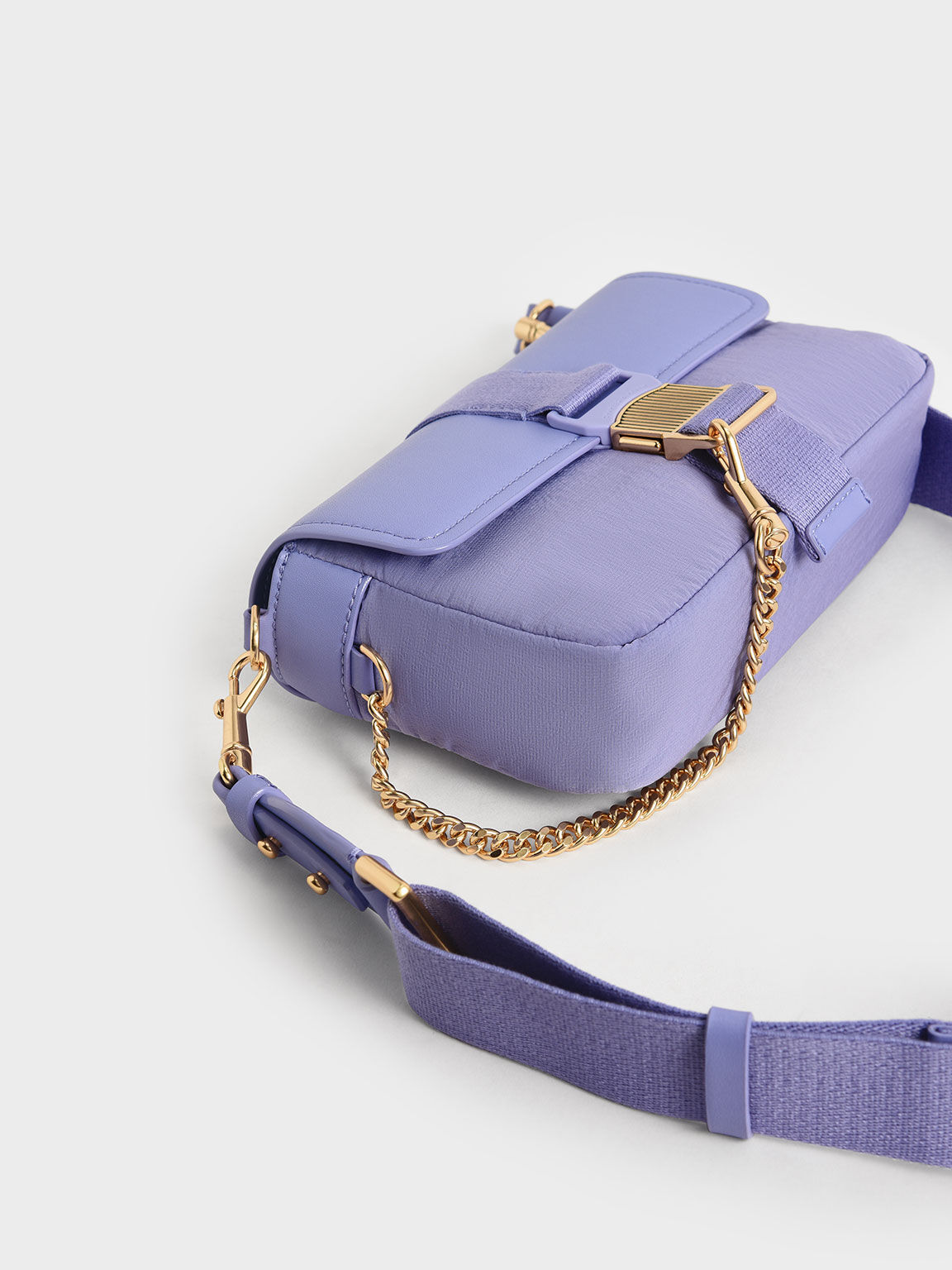 Aspen Metallic Belt Buckle Shoulder Bag, Lilac, hi-res