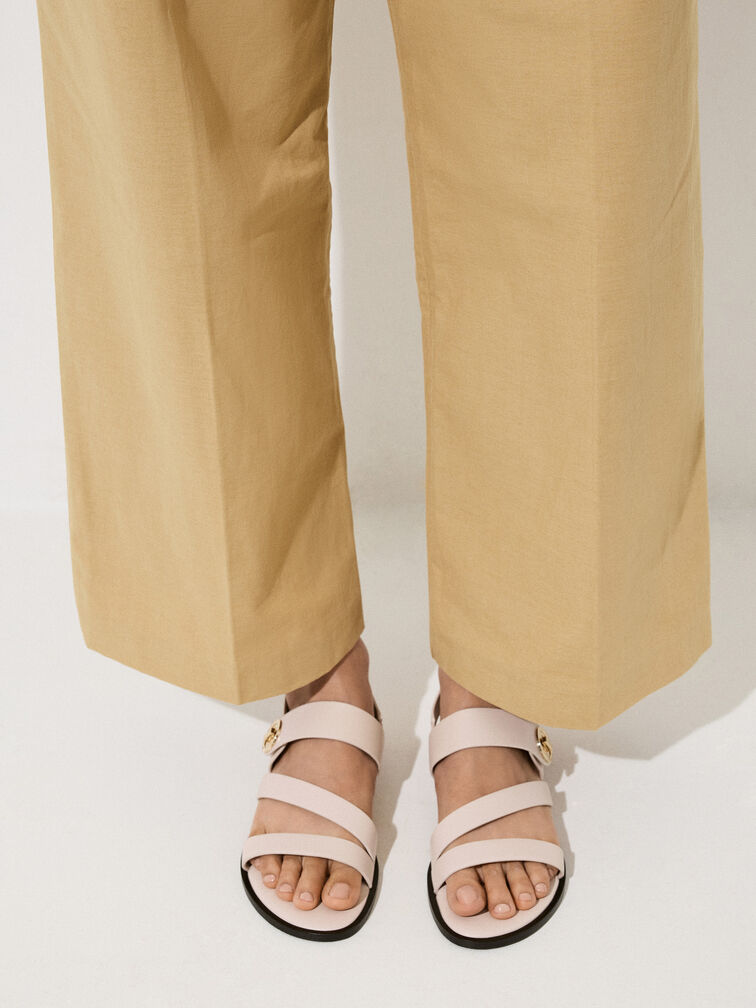 Yara Turn Lock Strappy Sandals, Cream, hi-res