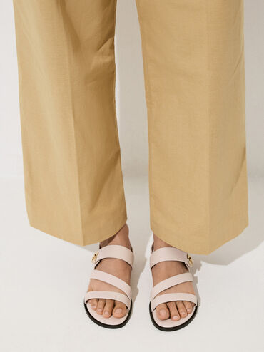 Yara Turn Lock Strappy Sandals, Cream, hi-res