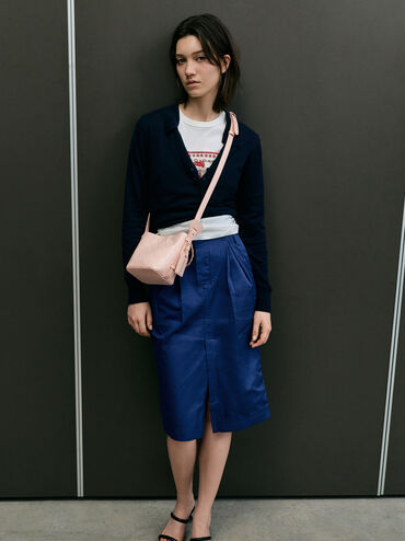 Bolso saco Duo acolchado con cadena, Rosa suave, hi-res