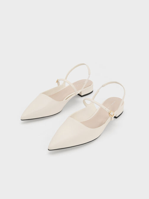 Slingback Mary Jane Flats, Chalk, hi-res