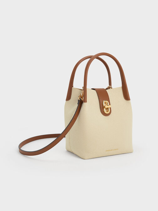 Aubrielle Canvas Bucket Bag, Tan, hi-res