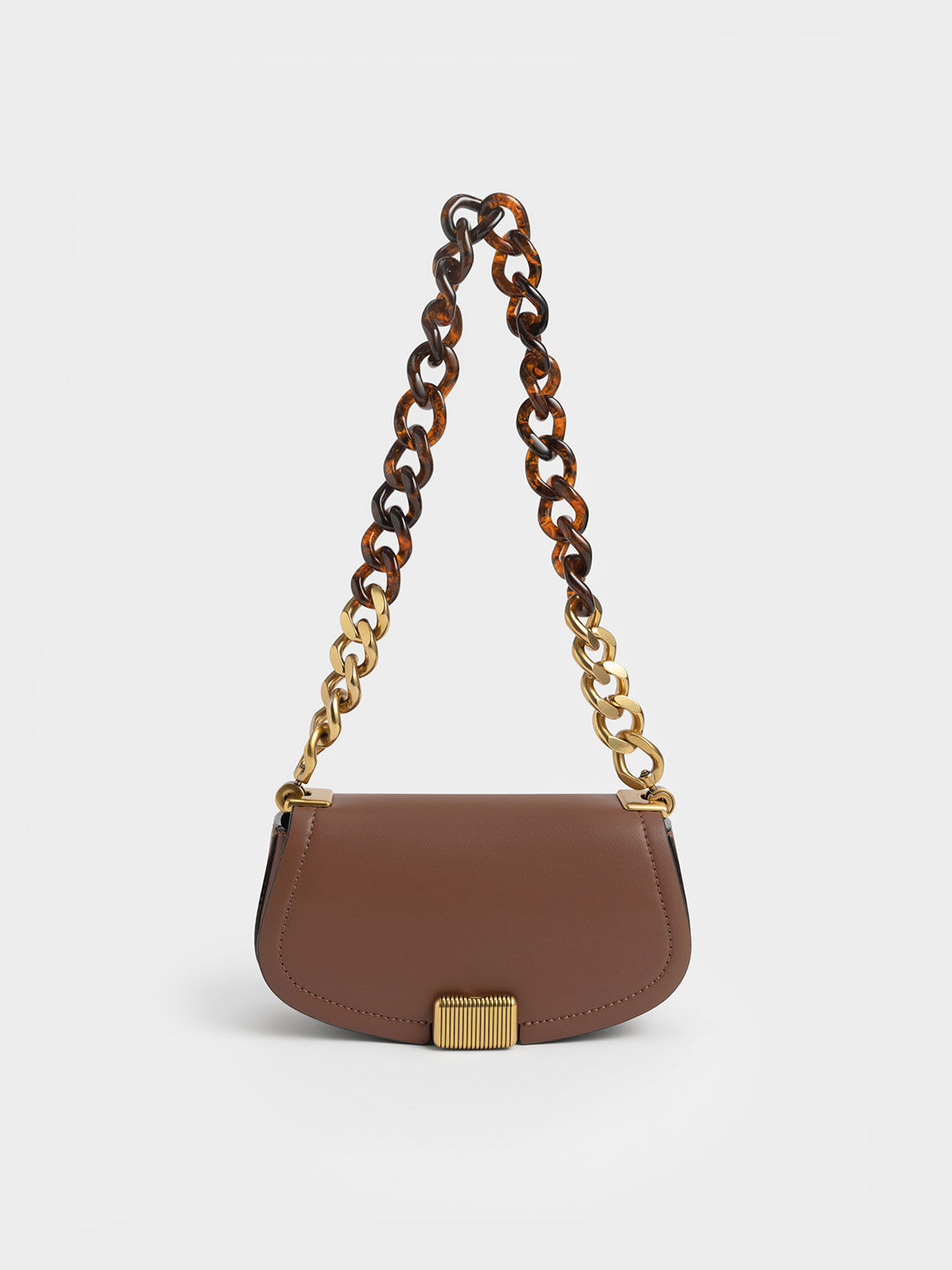 Sonnet Two-Tone Chain Handle Shoulder Bag, Chocolate, hi-res