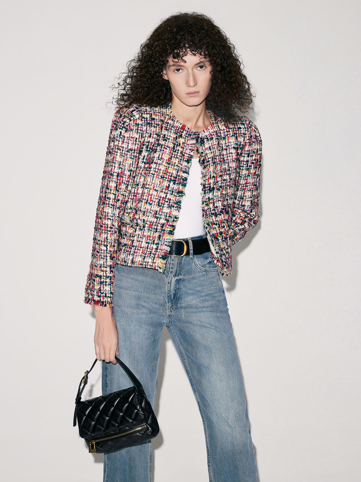 Black Swing Quilted Chain-Handle Bag - CHARLES & KEITH