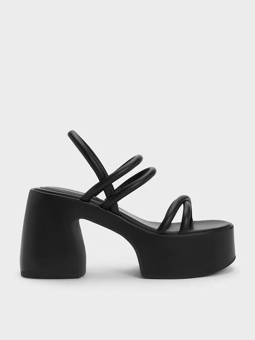 Nerissa Tubular Platform Sandals​, Black, hi-res