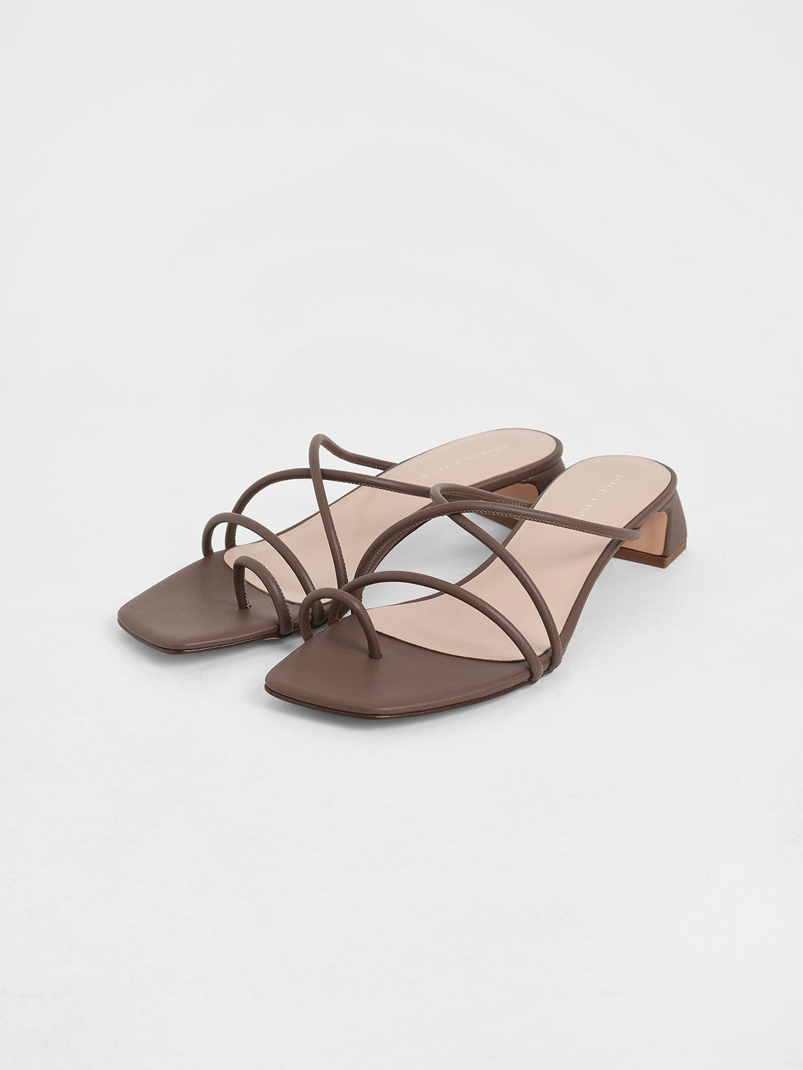 Strappy Toe Ring Sandals, Brown, hi-res