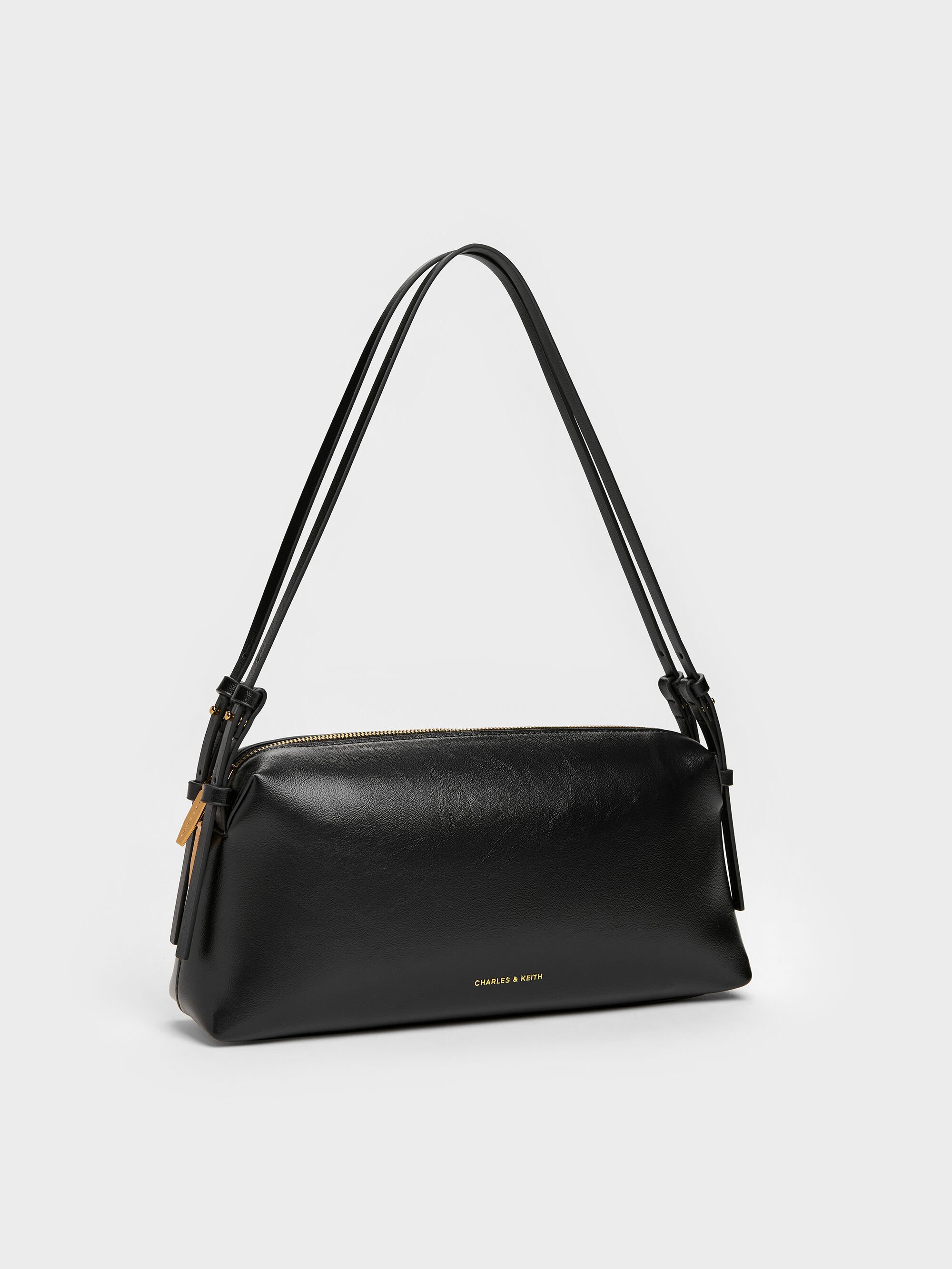 Black Deyna Double-Strap Shoulder Bag - Black - Bags - CHARLES