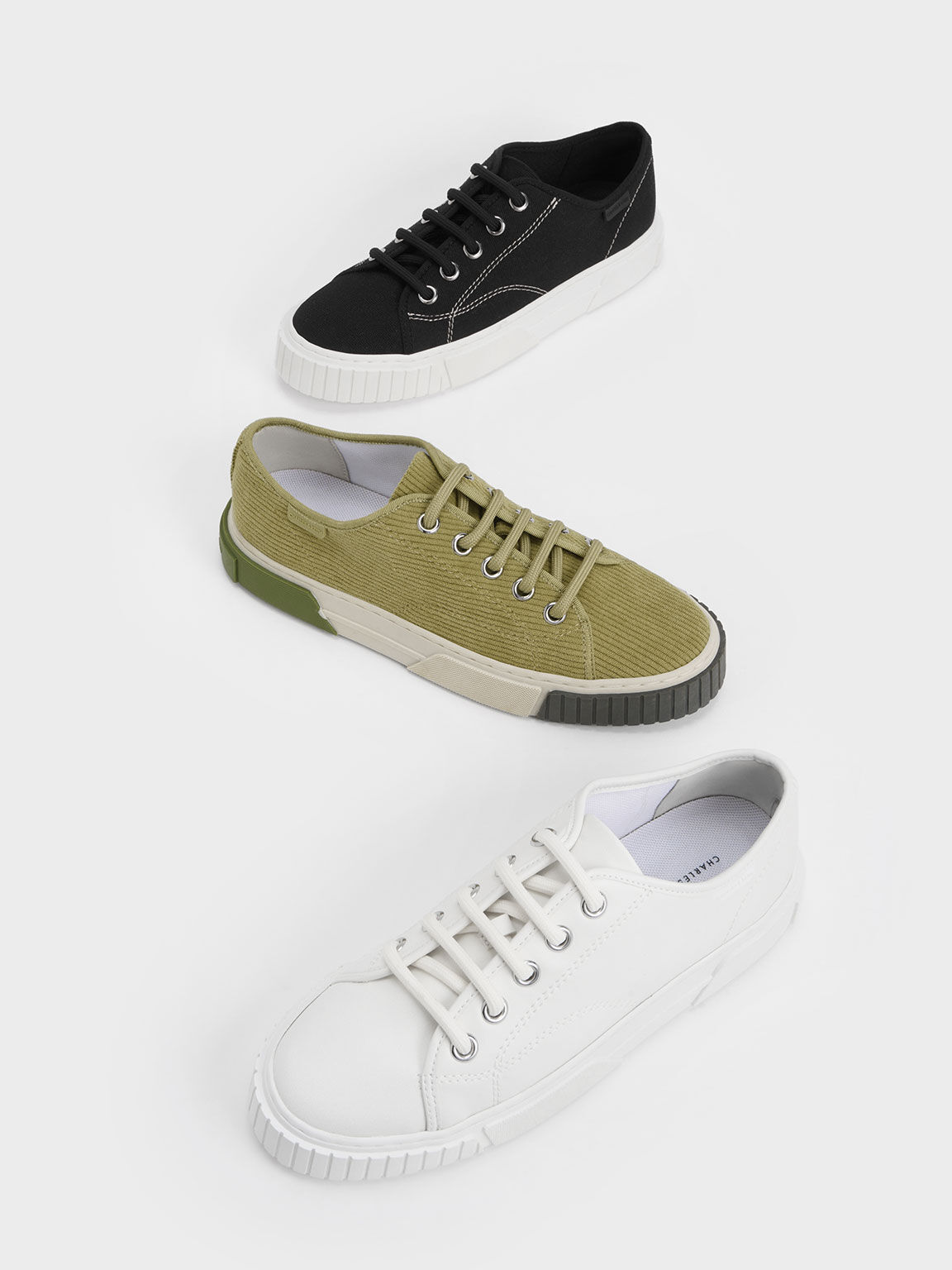 Panelled Low-Top Sneakers, White, hi-res
