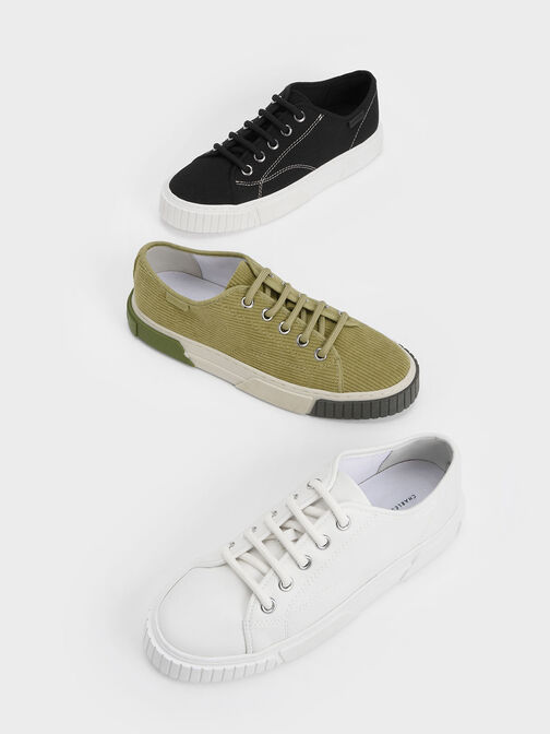 Panelled Low-Top Sneakers, White, hi-res