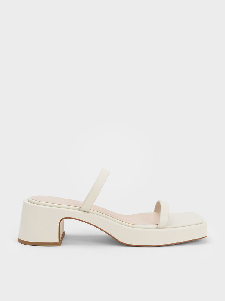 Square-Toe Platform Sandals, Chalk, hi-res