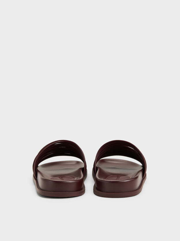 Fianna Strappy Slide Sandals, Burgundy, hi-res