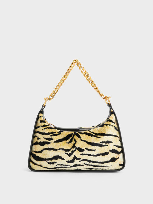 Minta Tiger Print Chain-Link Hobo Bag, Multi, hi-res