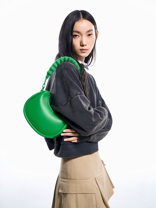 Lana Curved Shoulder Bag, Green, hi-res
