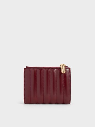 Cartera Donna de efecto arrugado con cremallera y paneles, Burgundy, hi-res