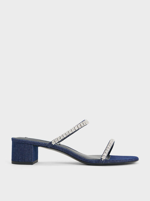 Ambrosia Denim Gem-Embellished Sandals, Blue, hi-res