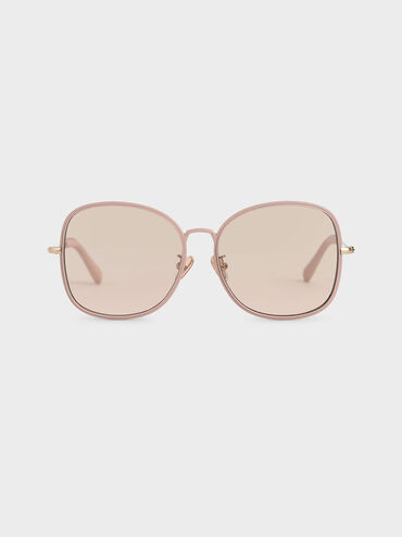 Gradient Tint Butterfly Sunglasses, Rose Gold, hi-res