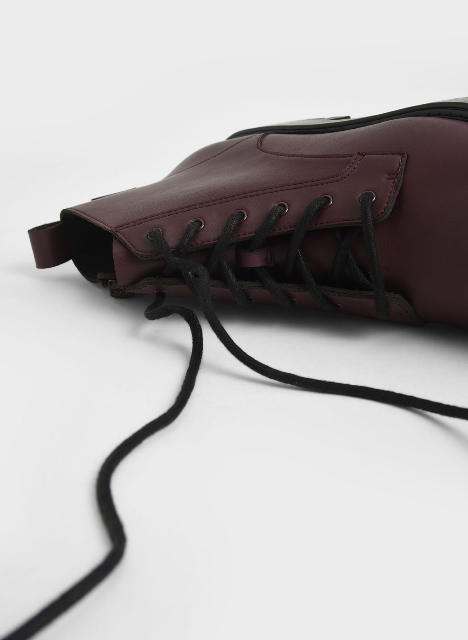 Botas grossas com cordões para deslocamento diário, Burgundy, hi-res