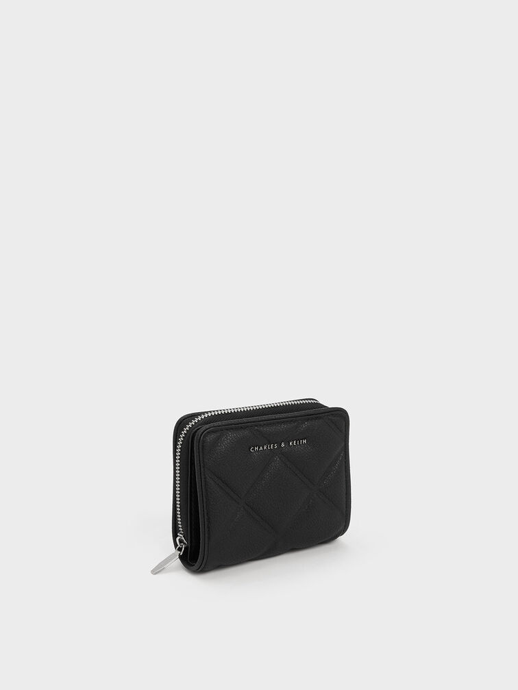 Anwen Quilted Zip-Around Wallet, Noir, hi-res