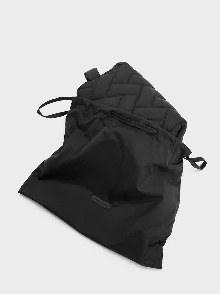 Bolsita estilo chevron de nylon, negro azabache, hi-res