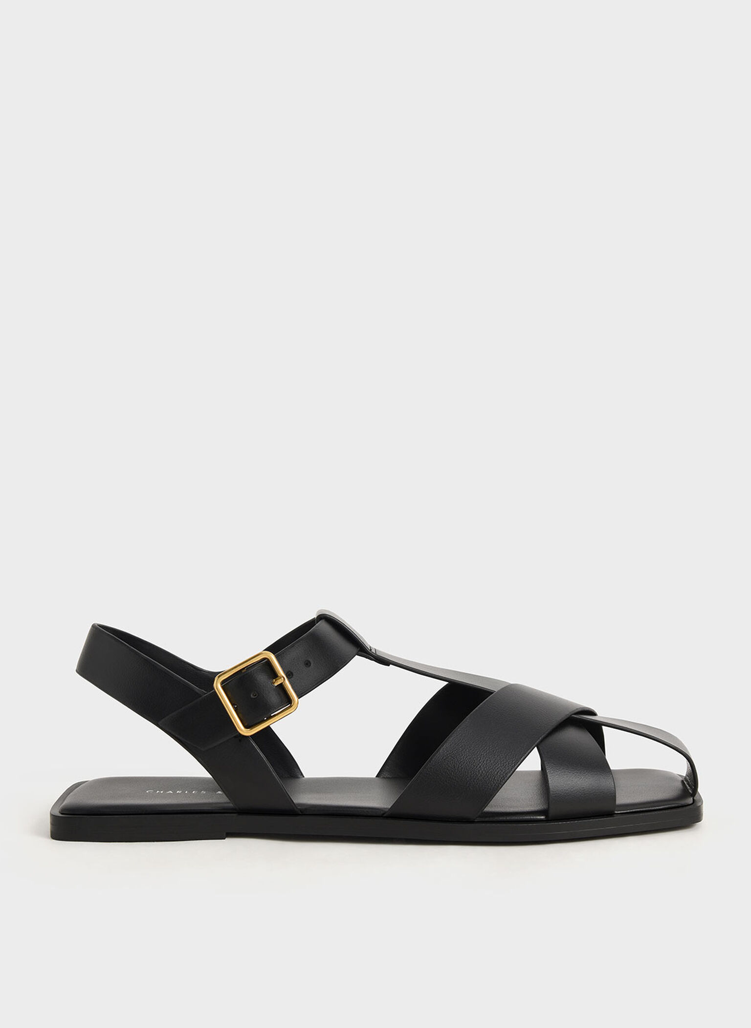 Strappy Crossover Sandals, Black, hi-res