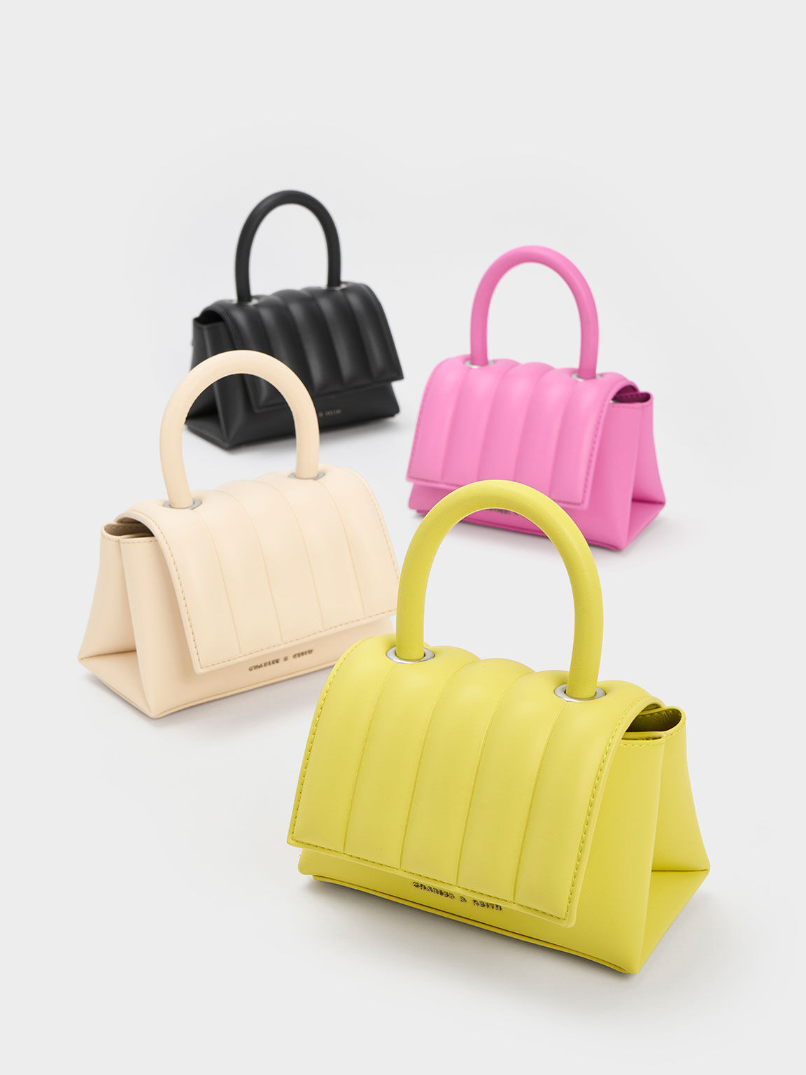Padded Top Handle Bag, Beige, hi-res
