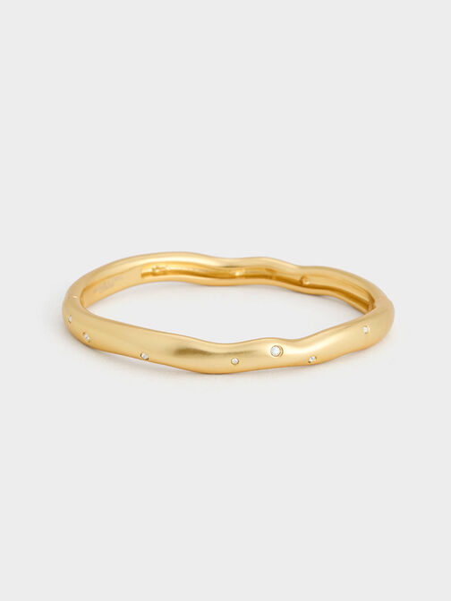 Brazalete escultural Ottilie, Dorado pulido, hi-res