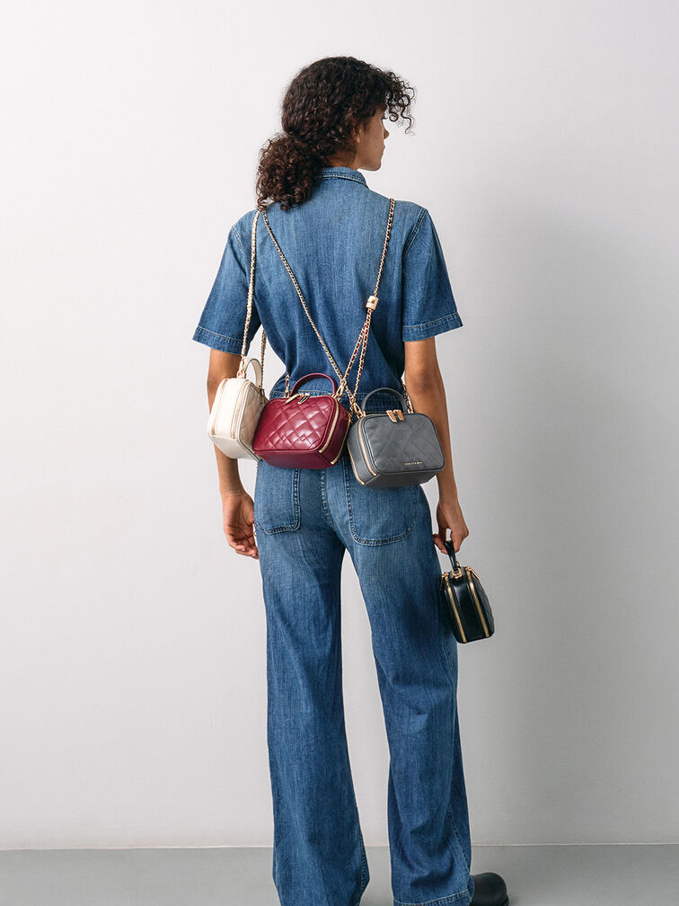 Duo Quilted Vanity Bag, Grey, hi-res