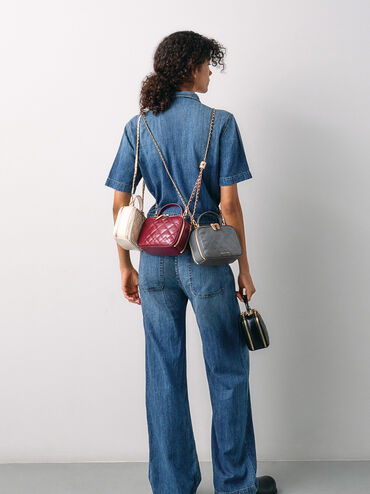 Duo Quilted Vanity Bag, Grey, hi-res