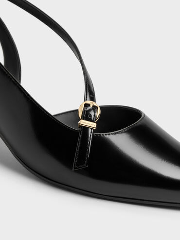 Asymmetric D'Orsay Slingback Pumps, Black Box, hi-res