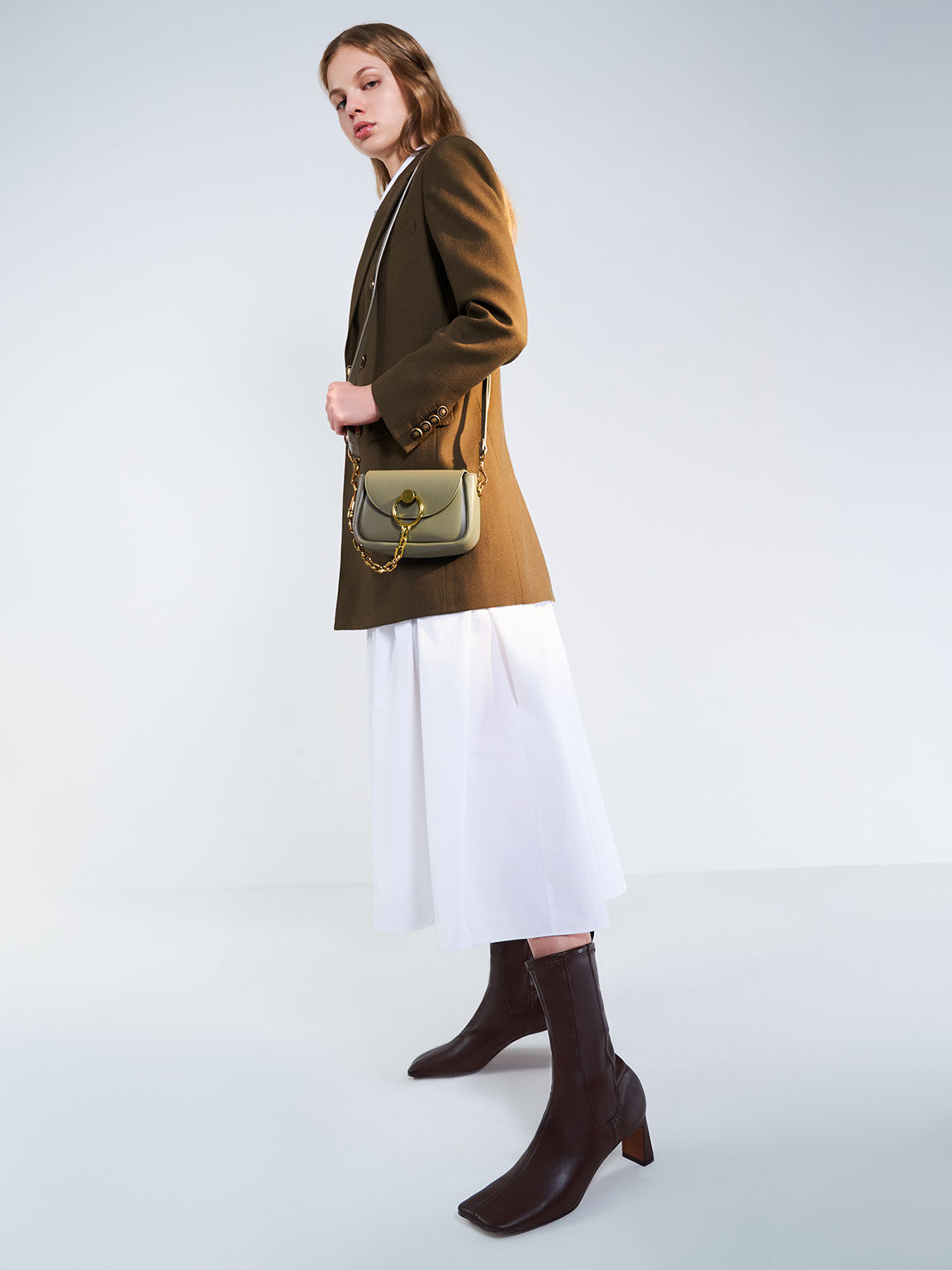 Becca Chunky Chain-Link Crossbody Bag, Taupe, hi-res