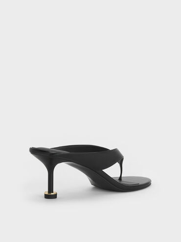 Wynn Sculptural-Heel Thong Sandals, Black, hi-res