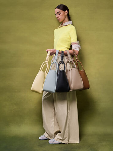 미니 라일라 튜블러 토트백, 초콜릿, hi-res