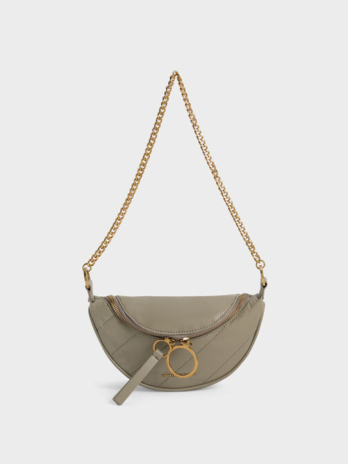 Philomena Wrinkled-Effect Half-Moon Crossbody Bag, Taupe, hi-res