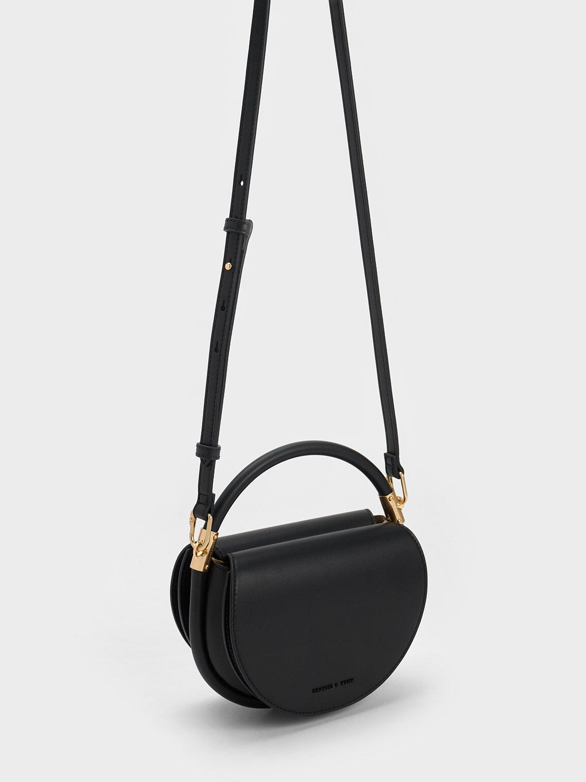 Lara Circle Handle Bag, Black, hi-res