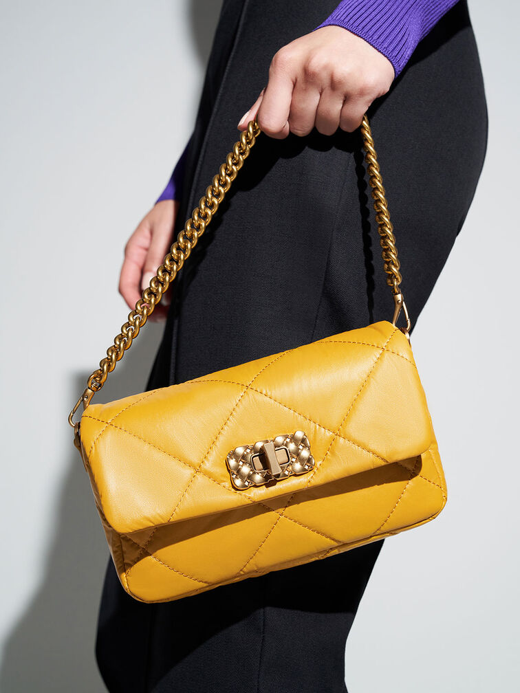Paffuto Padded Crossbody Bag, Mustard, hi-res