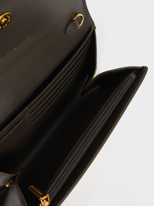 Magnetic Front Flap Long Wallet, Dark Moss, hi-res