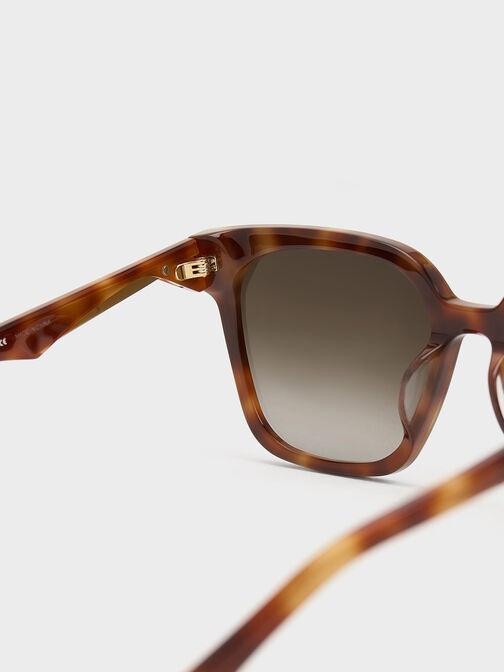 Square Thick-Frame Sunglasses, T. Shell, hi-res