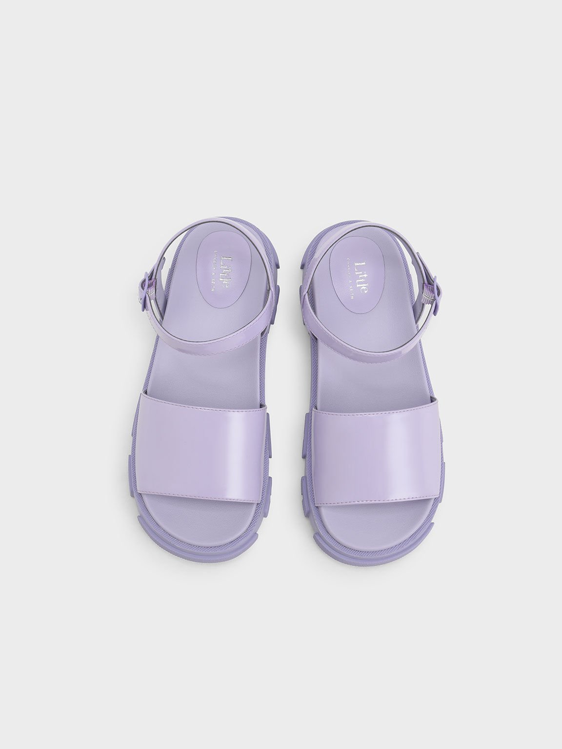 Girls' Patent Ankle-Strap Sandals, Lilac, hi-res