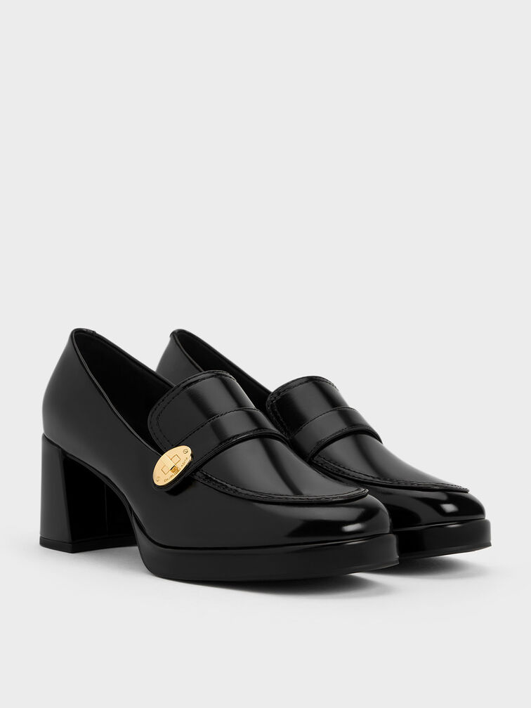 Metallic Accent Loafer Pumps, Black Box, hi-res