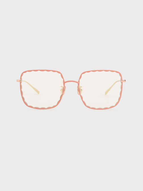 Scallop Trim Butterfly Sunglasses, Pink, hi-res