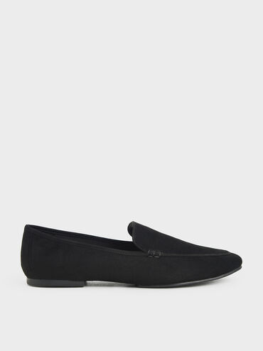 Textured Loafer Flats, Black, hi-res