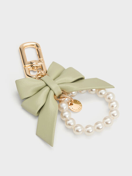 Halsey Bow-Pearl Charm, Pale Sage, hi-res