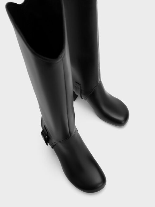 Gigi Block Heel Knee-High Boots, Black, hi-res