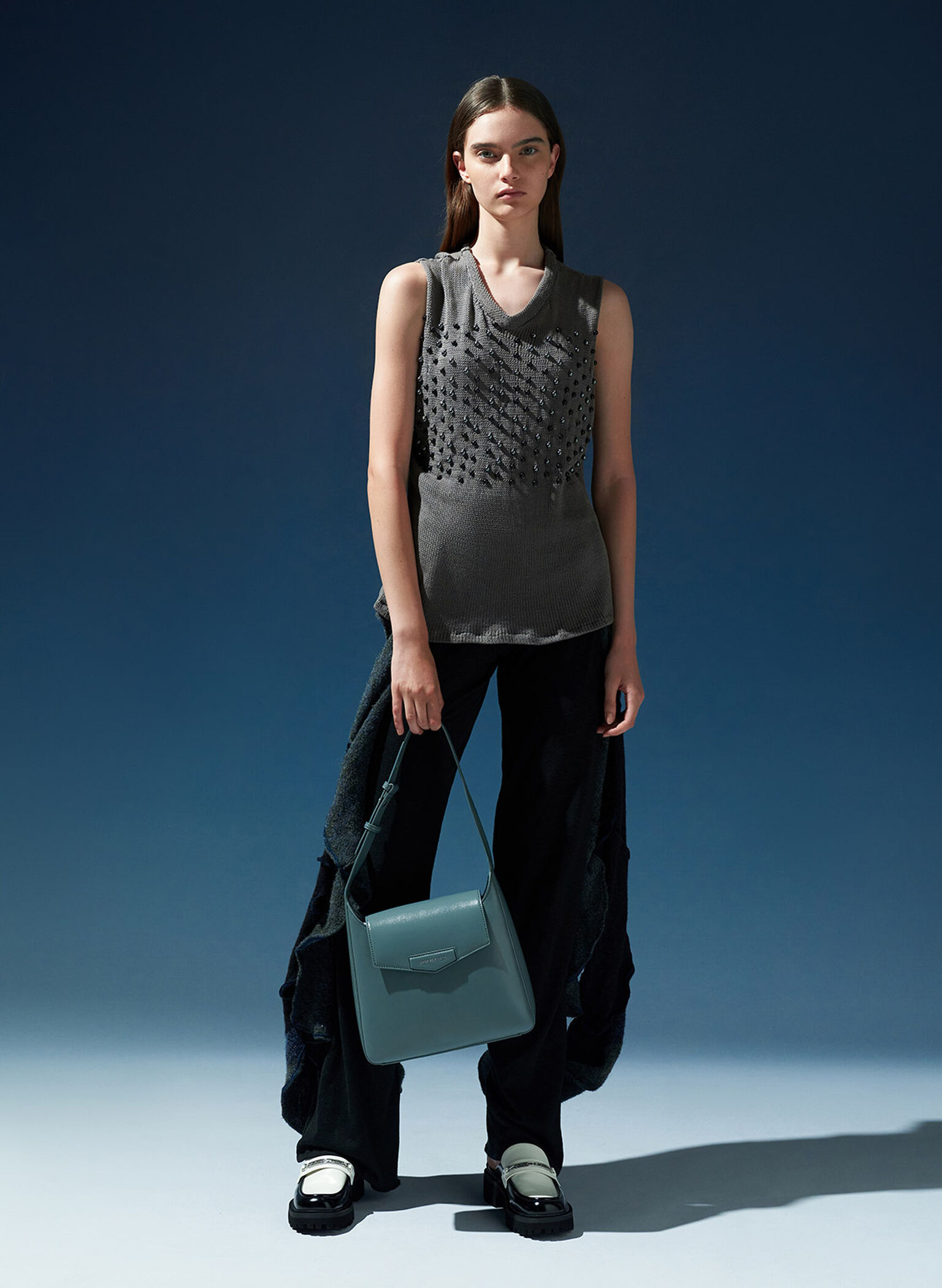 Adelie Envelope Shoulder Bag, Slate Blue, hi-res