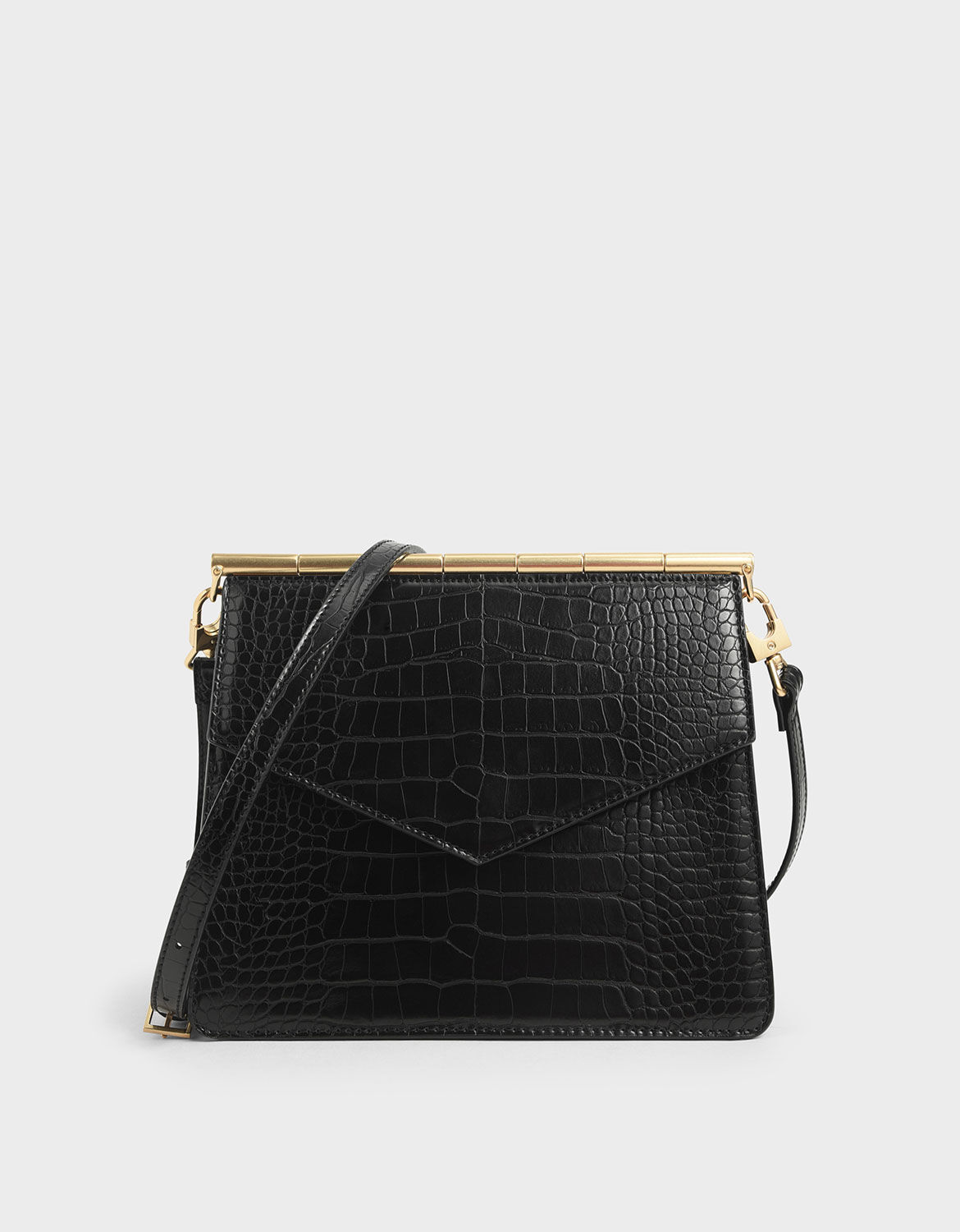 black croc cross body bag