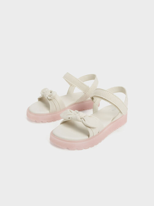 Girls' Nylon Knotted Sandals, Chalk, hi-res
