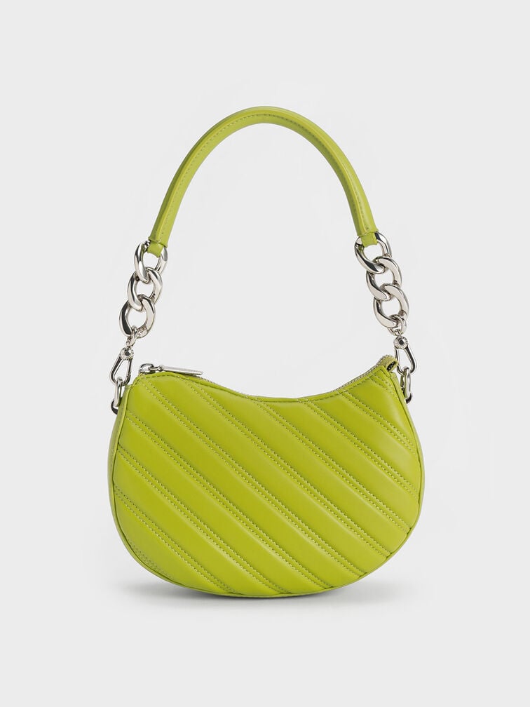 Freja Curved Panelled Bag, Lime, hi-res