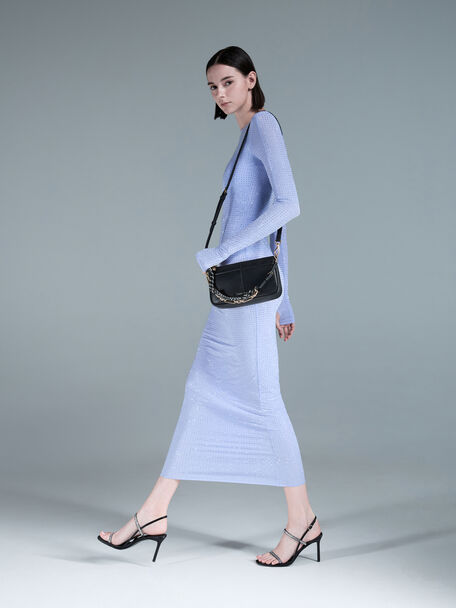 Addison Knotted-Rope Shoulder Bag, Black, hi-res