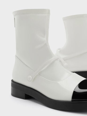 瑪莉珍造型短靴, 白色, hi-res