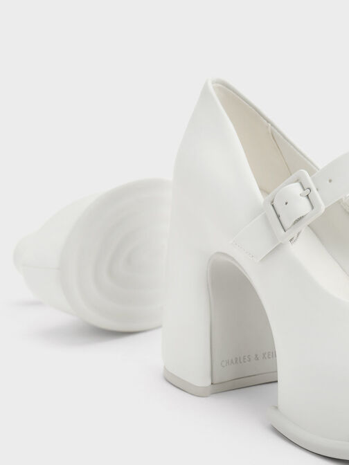 Pixie Platform Mary Janes, White, hi-res